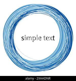 Vector abstract blue swirl shape isolated on white background. Rainbow abstract circle frame Stock Vector