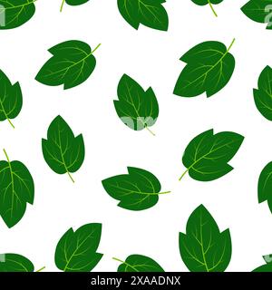 Seamless pattern with green summer leaves. Vector illustration. Stock Vector