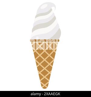 Vector illustration of ice cream. Ice cream in a waffle horn Stock Vector
