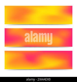 Smooth abstract blurred gradient orange banners set. Abstract Creative multicolored background. Vector illustration Stock Vector