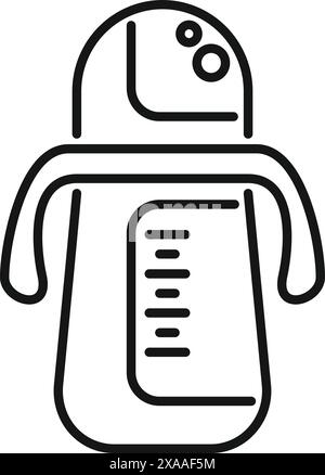 Simple black and white line drawing of a retro robot with a friendly design Stock Vector