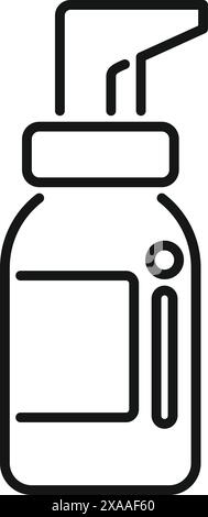 Throat spray bottle icon vector illustration for medical health and pharmacy treatment with simple graphic design and minimal black and white outline. Isolated silhouette Stock Vector