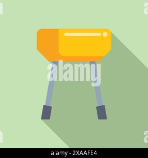 Flat design vector graphic of a yellow mailbox positioned at an angle on a pastel green background Stock Vector