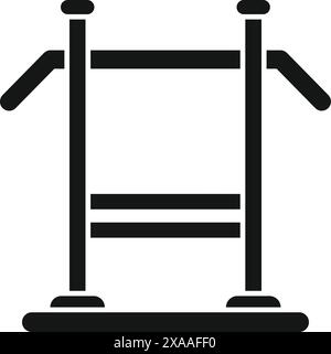 Vector illustration of gymnastic parallel bars icon in a bold black silhouette Stock Vector