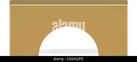 Golden arch tribune showcase rectangle platform studio tribune pedestal front view realistic vector illustration. Premium product stand geometric stag Stock Vector