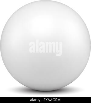 Realistic glossy white elegant globe shape with shadow geometric figure decorative design 3d template vector illustration. Expensive circle volume int Stock Vector