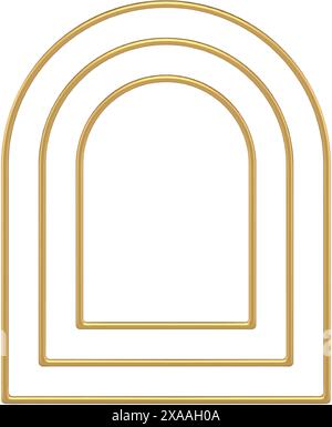 Golden premium vertical arch multilevel border decorative design 3d template vector illustration. Luxury architectural construction structure mockup p Stock Vector