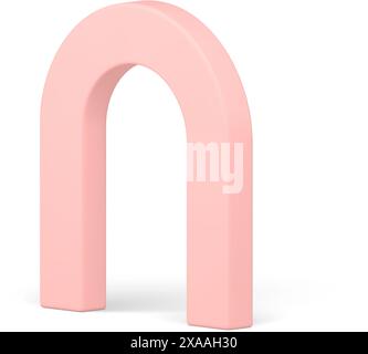 Archway decorative pink curved frame minimalist premium window gate isometric realistic vector illustration. 3d arch border abstract creative foundati Stock Vector