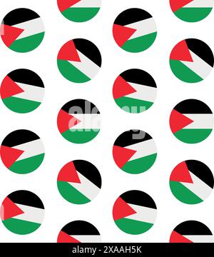 Vector seamless pattern of Palestine round flag Stock Vector