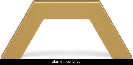 Golden geometric angled arch premium column pedestal 3d element realistic vector illustration. Abstract archway entry entrance architectural angular s Stock Vector