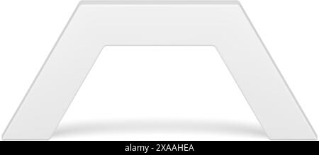 Geometric arch pedestal entrance white decorative 3d element front view realistic vector illustration. Architecture archway advertising foundation ent Stock Vector
