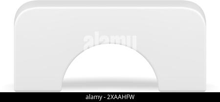 White rectangular smooth angles archway geometric figure decorative design front view realistic vector illustration. Abstract architecture block pedes Stock Vector