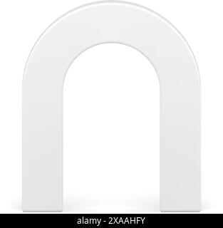 White curved column architecture geometric shape arch exhibition frame border front view realistic vector illustration. Elegant arched window door ent Stock Vector