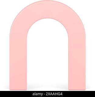 Pink curved entrance arch access geometric shape decorative showcase product presentation front view realistic vector illustration. Architectural wind Stock Vector