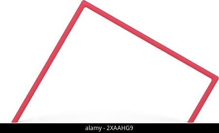 Angular red column archway basic foundation geometric shape 3d glossy element design realistic vector illustration. Abstract corner modern arch doorwa Stock Vector
