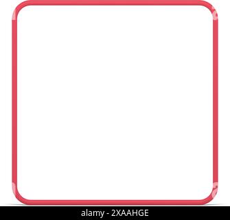 Square symmetric red glossy framework smooth angled edge presentation decorative design front view realistic vector illustration. Minimalist squared p Stock Vector