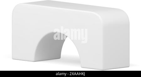 White smooth rectangle arch block geometric foundation shape decorative design isometric vector illustration. Glossy rectangular basic minimalist cons Stock Vector