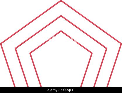 Red polygonal multilevel arch premium doorway geometric figure 3d element design realistic vector illustration. Angled archway minimalist entrance col Stock Vector