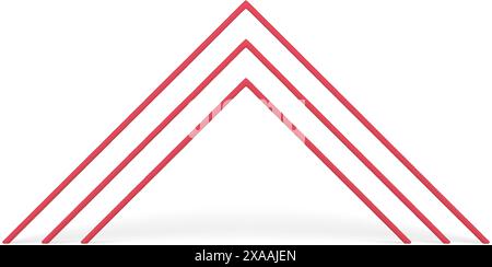 Red triangle archway multilevel corner column minimalist presentation decor foundation realistic vector illustration. Angular basic construction level Stock Vector