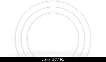 White arch level circle geometric entrance gate glossy 3d element realistic vector illustration. Premium archway round geometry multilevel basic const Stock Vector
