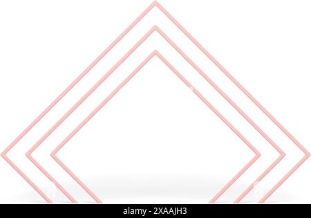 Pink triangle level arch geometric base foundation creative 3d element for presentation realistic vector illustration. Premium mathematical basic deco Stock Vector