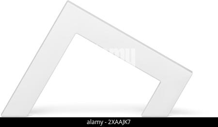 Angular abstract wide arch expo presentation white decorative 3d element realistic vector illustration. Corner archway minimalist basic foundation geo Stock Vector