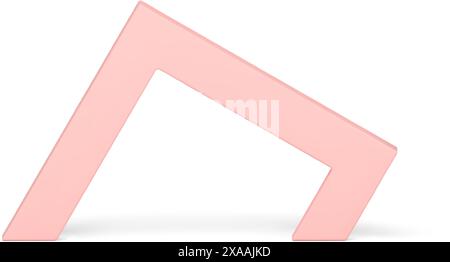 Pink angular corner arch abstract basic foundation geometric 3d element decorative design realistic vector illustration. Minimalist angled archway irr Stock Vector