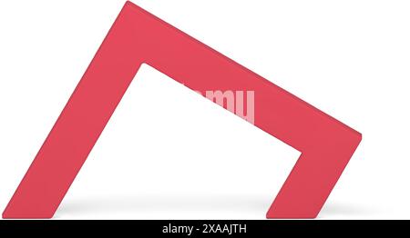 Abstract angular red geometric arch irregular presentation stand with shadow realistic vector illustration. Minimalist corner basic foundation archway Stock Vector
