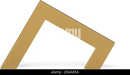 Golden abstract angled geometric arch presentation stage foundation basic construction 3d element realistic vector illustration. Premium minimalist co Stock Vector