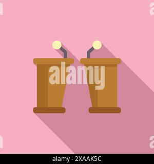 Two cartoon style lecture podiums on a pink background, suitable for educational themes Stock Vector