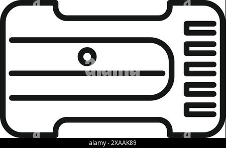 Simplified vector illustration of an air conditioner remote control in a monochrome outline Stock Vector