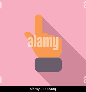 Flat vector icon on pink background, depicting a hand with one finger pointing upwards Stock Vector