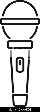Vector illustration of a microphone line icon in a modern thin black style, isolated on white Stock Vector