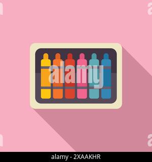 Flat design vector artwork featuring a collection of vibrant markers, ideal for creative and educational themes Stock Vector