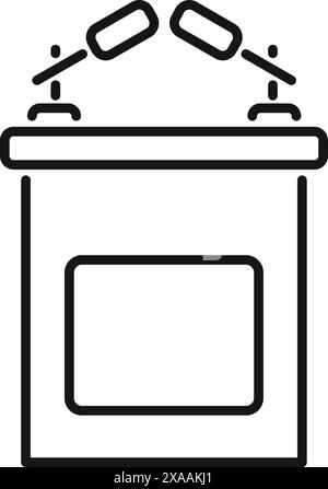 Simple black and white vector illustration of a garbage bin with floating trash Stock Vector