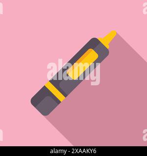 Modern flat design icon of a screwdriver with a yellow tip, perfect for various applications Stock Vector