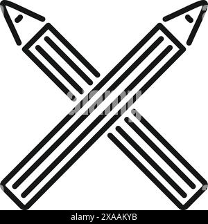 Simple and minimalistic crossed pencils line icon for education and writing concept in vector illustration Stock Vector