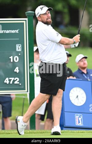 Dublin, Ohio, USA. 5th June, 2024. Shane Lowry (IRL) tees off on the 10th hole during the Golden Bear Pro Am at the Memorial Tournament in Dublin, Ohio. Brent Clark/Cal Sport Media/Alamy Live News Stock Photo