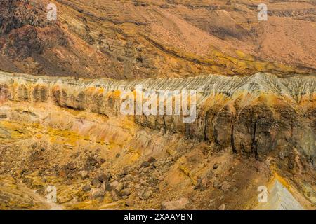 Crater rim on Mount Naka, an active volcano, Mount Aso, Kyushu, Japan, Asia Stock Photo