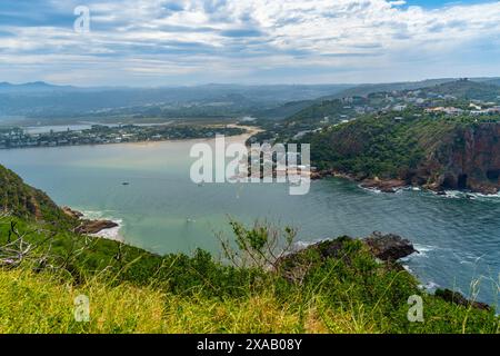 View of the Heads and Knysna River from Featherbed Nature Reserve, Knysna, Garden Route, Western Cape, South Africa, Africa Stock Photo