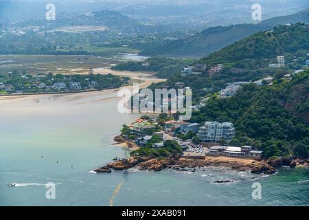 View of the Heads and Knysna River from Featherbed Nature Reserve, Knysna, Garden Route, Western Cape, South Africa, Africa Stock Photo