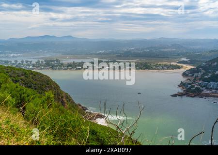 View of the Heads and Knysna River from Featherbed Nature Reserve, Knysna, Garden Route, Western Cape, South Africa, Africa Stock Photo