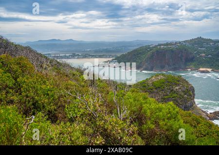 View of the Heads and Knysna River from Featherbed Nature Reserve, Knysna, Garden Route, Western Cape, South Africa, Africa Stock Photo