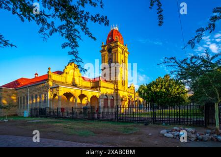 View of C.P Nel Museum at sunrise, Oudtshoorn, Western Cape, South Africa, Africa Stock Photo