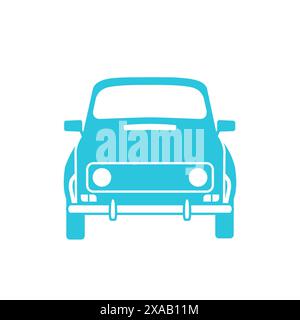 Car. Vintage retro car, Front view. Isolated on white background. From blue icon set. Stock Vector
