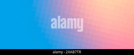 pixel mosaic tile. Pastel blue pink gradient backdrop. Geometric pattern, texture background. Copy space. Stock Photo