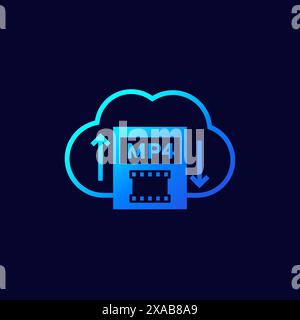 mp4 upload to cloud vector icon for web and apps Stock Vector