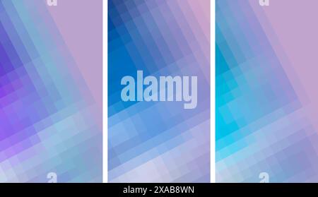 pixel mosaic tile. Pastel gradient backdrop. Geometric pattern, texture background. Copy space. Stock Photo