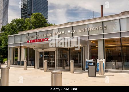 Emergency entrance to The Brooklyn Hospital Center in Fort Greene in Brooklyn on Saturday, May 25, 2024. (© Richard B. Levine) Stock Photo