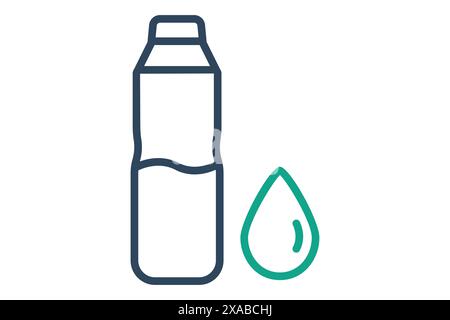Water bottle icon. bottle with water drop. icon related to hydration. line icon style. hydration elements vector illustration Stock Vector